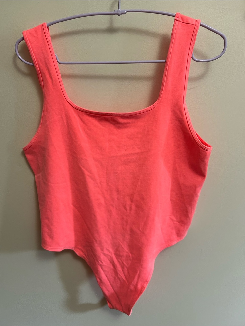 aerie Neon Coral Square Neck Bodysuit